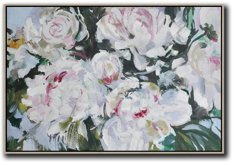 Horizontal Abstract Flower Painting Living Room Wall Art #ABH0A29